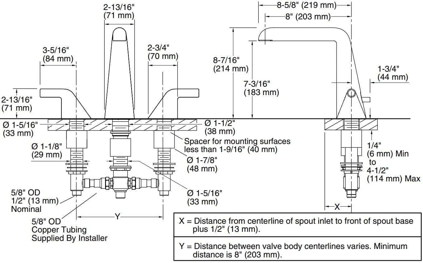 Bản vẽ vòi bồn tắm nóng lạnh Kallista P24803