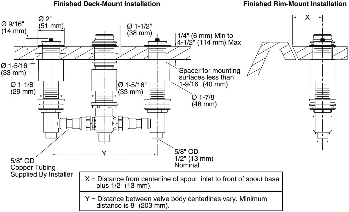 Bản vẽ van âm bồn tắm Kallista P19304