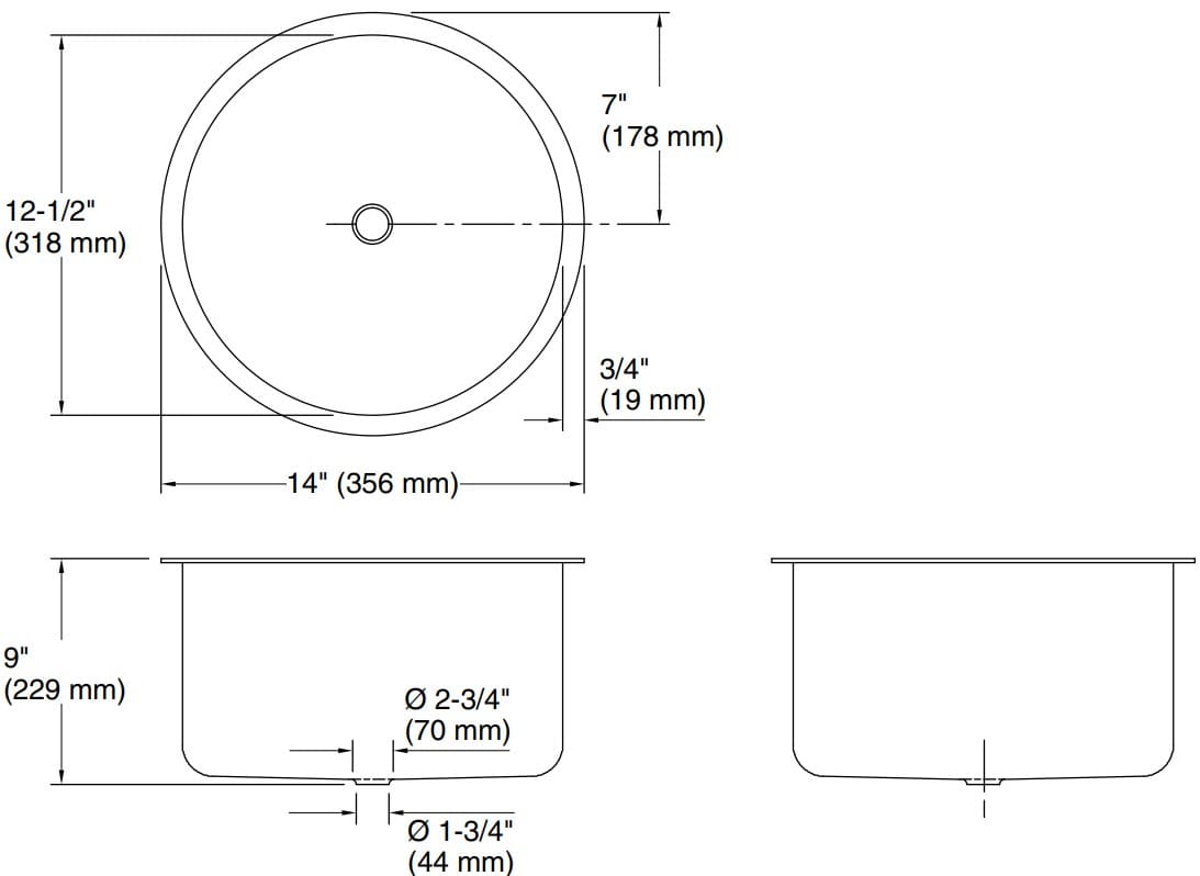 Bản vẽ chậu bếp 1 hố Kallista P20283