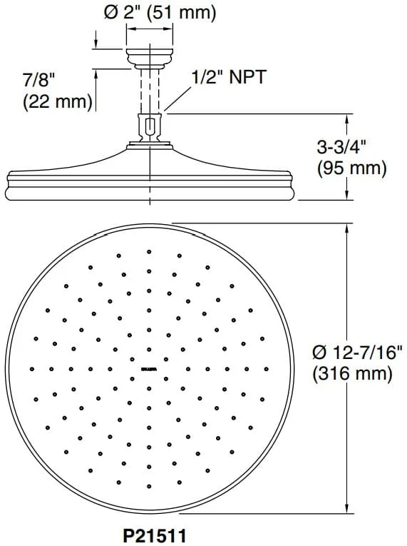 Bản vẽ bát sen 1 chức năng Kallista P21511