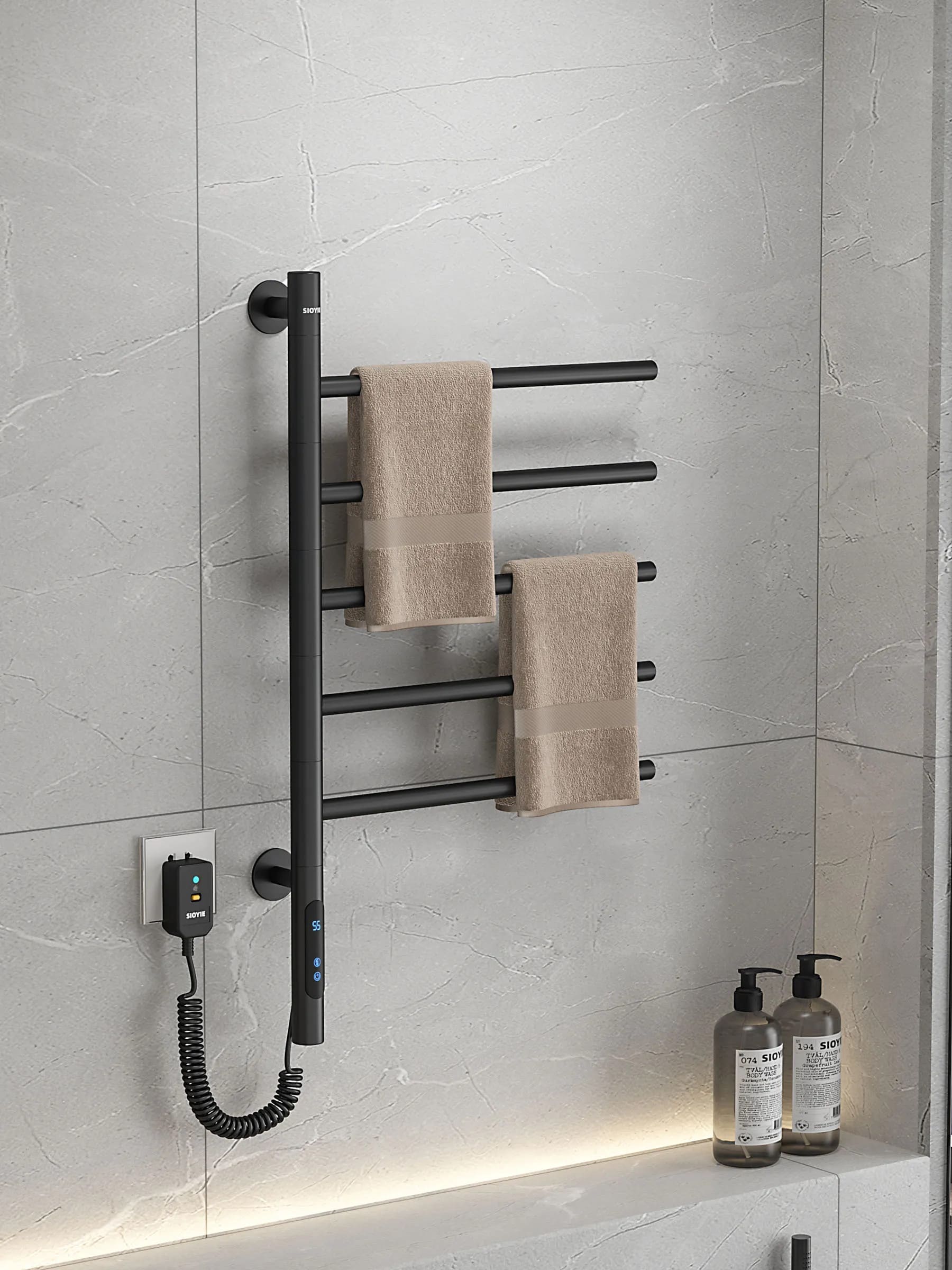 Giàn sấy khăn mặt khăn tắm màu đen Miken G63B