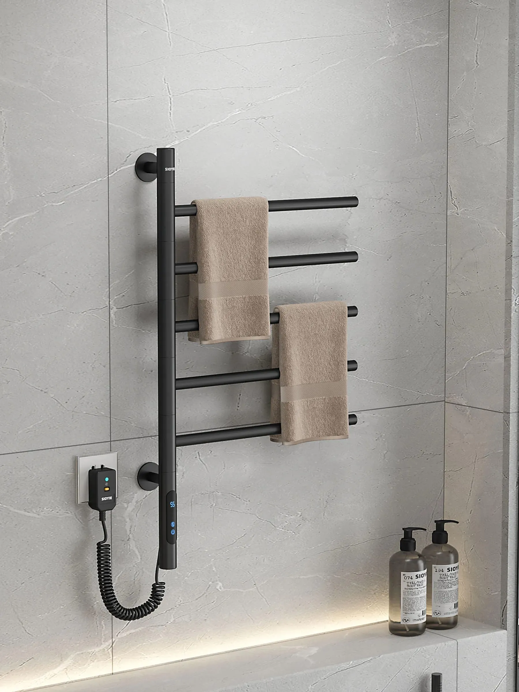 Giàn sấy khăn mặt khăn tắm màu đen Miken G63B