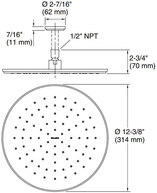 Bản vẽ bát sen 1 chức năng Kallista P21513