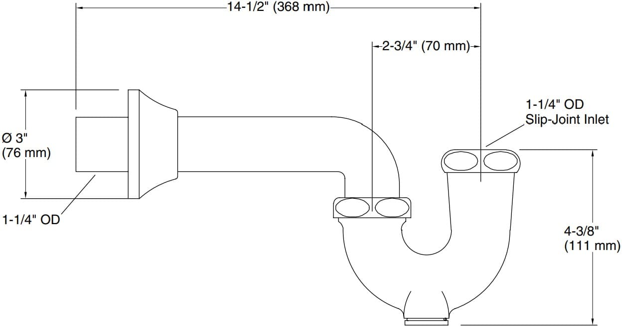 Bản vẽ xi phông chữ P Kallista P21641