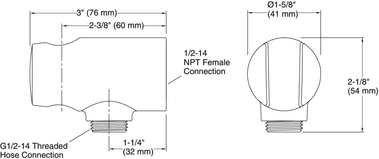 Bản vẽ cổ nối sen tắm Kallista P21652