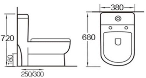 Bản vẽ kỹ thuật bàn cầu 1 khối thoát ngang Miken MKB-1039W