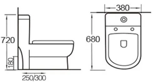 Bản vẽ kỹ thuật bàn cầu 1 khối thoát ngang Miken MKB-1039W