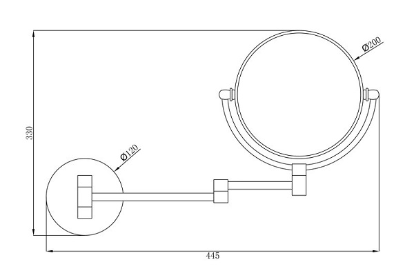 Bản vẽ kỹ thuật gương trang điểm phóng đại có đèn Led Miken MKG-M1208B