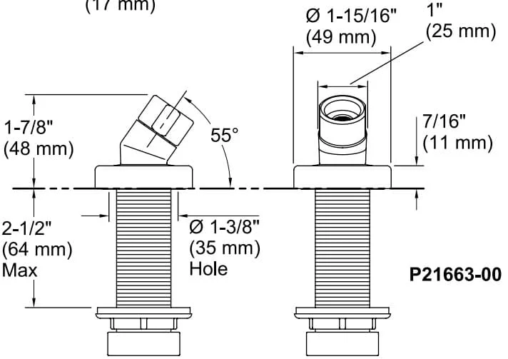 Bản vẽ gác cài sen tắm Kallista P21663