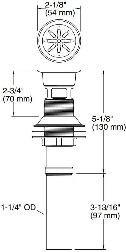 Bản vẽ xi phông chậu rửa mặt Kallista P21680