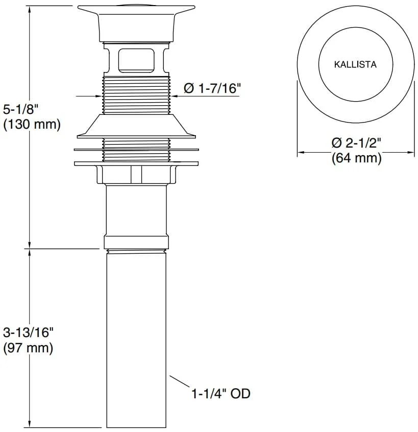 Bản vẽ xi phông chậu rửa mặt Kallista P22050