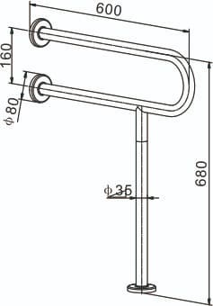 Bản vẽ kỹ thuật thanh tay vịn phòng tắm Miken MK-G7060