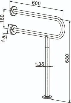 Bản vẽ kỹ thuật thanh tay vịn phòng tắm Miken MK-G7060