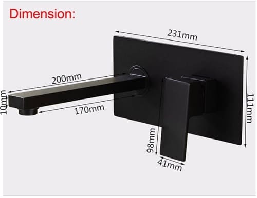 Bản vẽ kỹ thuật Vòi Chậu Lavabo Âm Tường Màu Đen Miken MKV-600001B