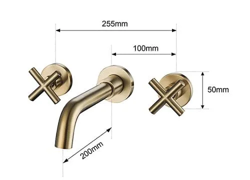 Bản vẽ kỹ thuật Vòi Chậu Lavabo Âm Tường Màu Vàng Miken MKV-600002GM