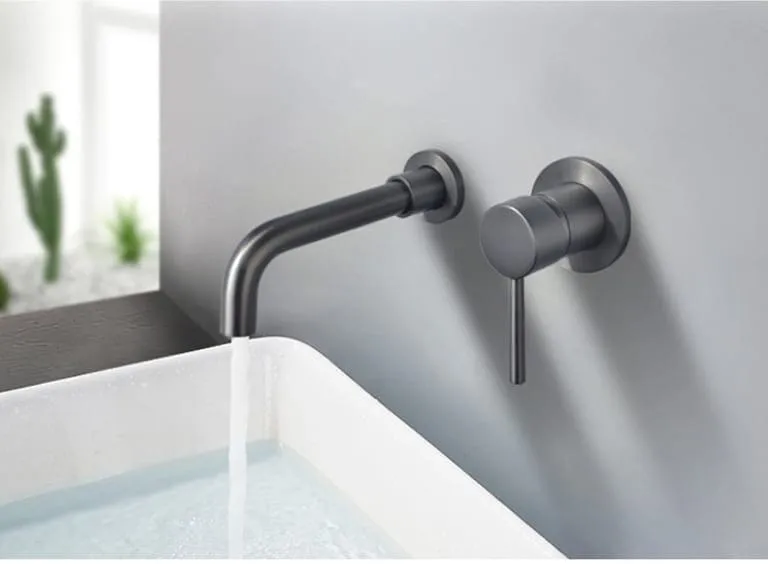 Vòi Chậu Lavabo Âm Tường Màu Ghi Xám Miken MKV-600003GR