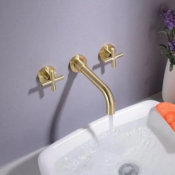 Vòi Chậu Lavabo Âm Tường Màu Vàng Miken MKV-600002GB