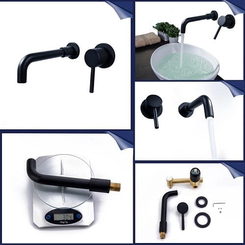 Vòi Chậu Lavabo Âm Tường Màu Đen Miken MKV-600003B