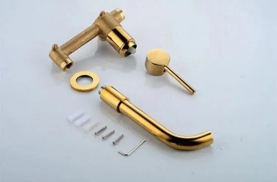 Vòi Chậu Lavabo Âm Tường Màu Vàng Miken MKV-600003GB