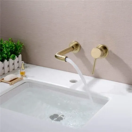 Vòi Chậu Lavabo Âm Tường Màu Vàng Miken MKV-600003GM