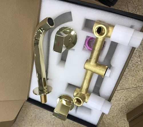 Vòi Chậu Lavabo Âm Tường Màu Vàng Miken MKV-600006GB