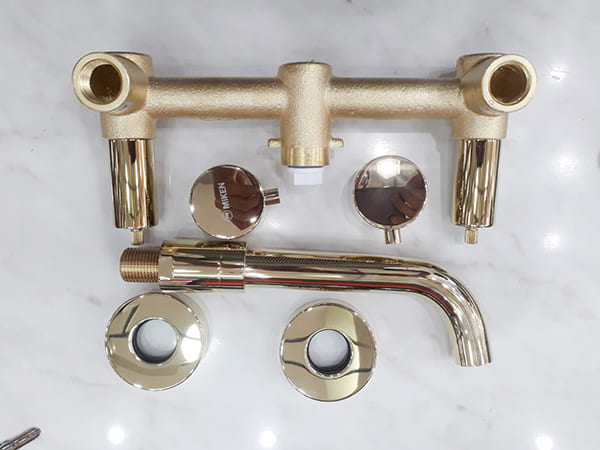 Vòi Chậu Lavabo Âm Tường Màu Vàng Miken MKV-600007G