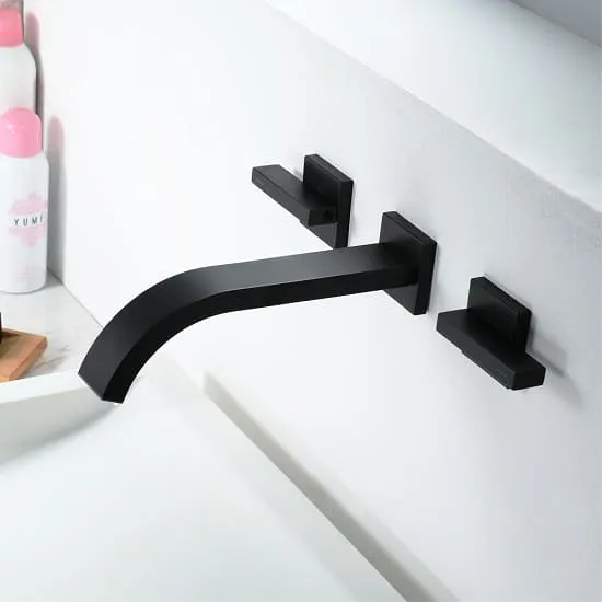 Vòi Chậu Lavabo Âm Tường Màu Đen Miken MKV-600009B