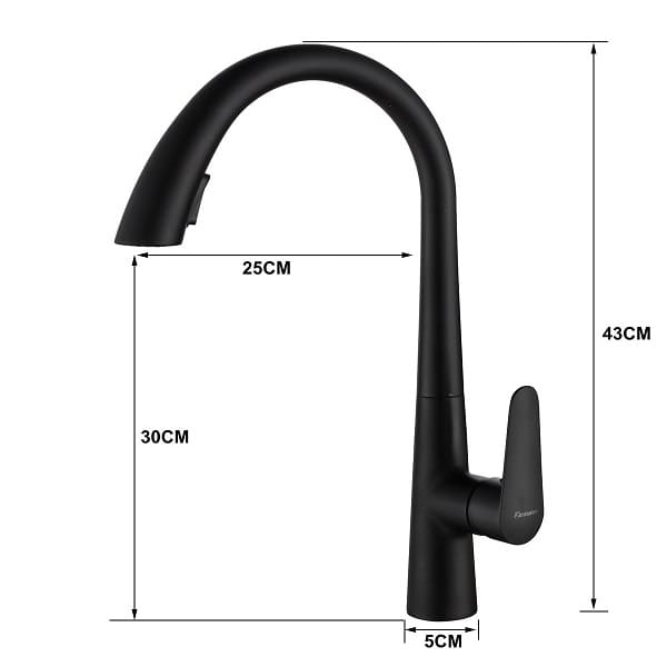 Bản vẽ kỹ thuật vòi chậu rửa bát nóng lạnh dây rút màu đen Miken MK-0578B