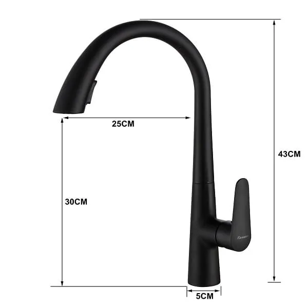 Bản vẽ kỹ thuật vòi chậu rửa bát nóng lạnh dây rút màu đen Miken MK-0578B
