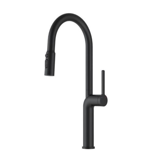 Vòi chậu rửa bát nóng lạnh dây rút màu đen Miken MK-1015B