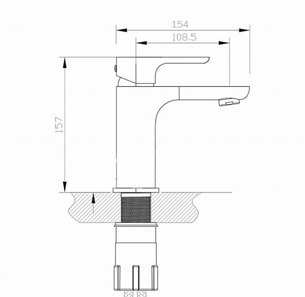 Bản vẽ kỹ thuật Vòi Chậu Lavabo Nóng Lạnh Màu Đen Miken MK-8021B-1
