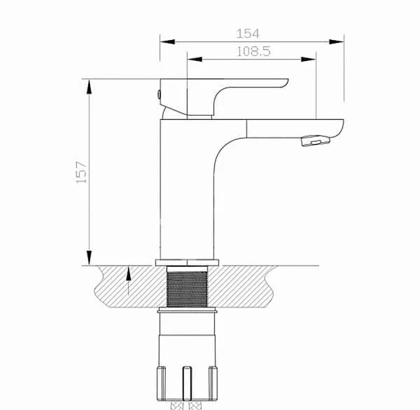 Bản vẽ kỹ thuật Vòi Chậu Lavabo Nóng Lạnh Màu Đen Miken MK-600012G