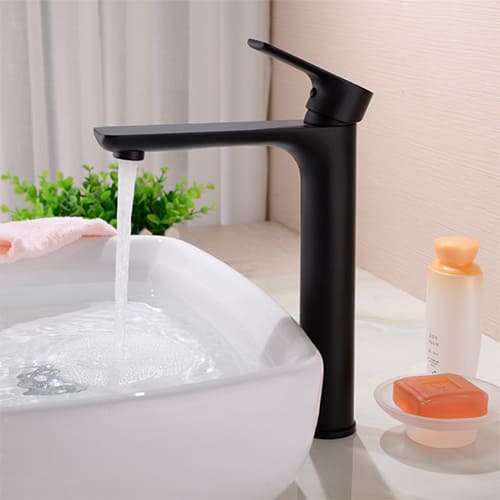 Vòi Chậu Lavabo Nóng Lạnh Màu Đen Thân Cao Miken MK-8023B