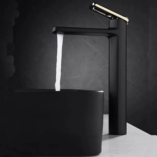Vòi Chậu Lavabo Nóng Lạnh Màu Đen Thân Cao Miken MK-8031B