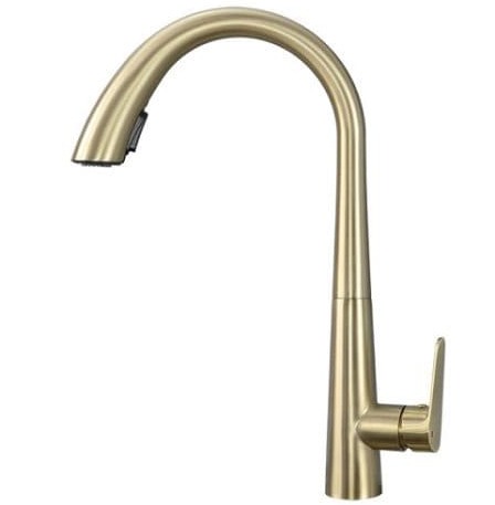 Vòi chậu rửa bát nóng lạnh dây rút màu vàng Miken MK-0578G 