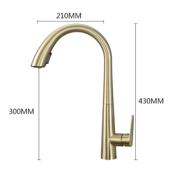Vòi chậu rửa bát nóng lạnh dây rút màu vàng Miken MK-0578G 