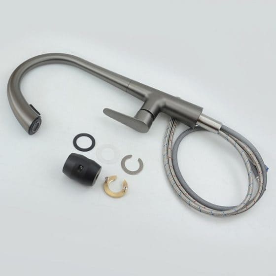 Vòi chậu rửa bát nóng lạnh màu ghi Miken MK-0578GR