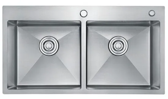 Chậu rửa bát 2 hố lệch Handmade inox304 Miken MKRB-8545C