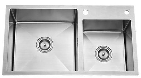 Chậu rửa bát 2 hố lệch Handmade inox304 Miken MKRB-8545L