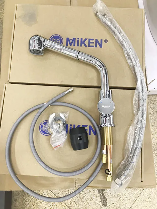 Vòi chậu rửa bát nóng lạnh dây rút Miken MK-2025
