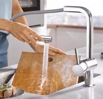 Vòi chậu rửa bát nóng lạnh dây rút Miken MK-2021