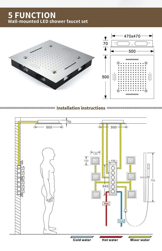 Bản vẽ kỹ thuật sen tắm nhiệt độ âm tường massage Miken MB20HZW 
