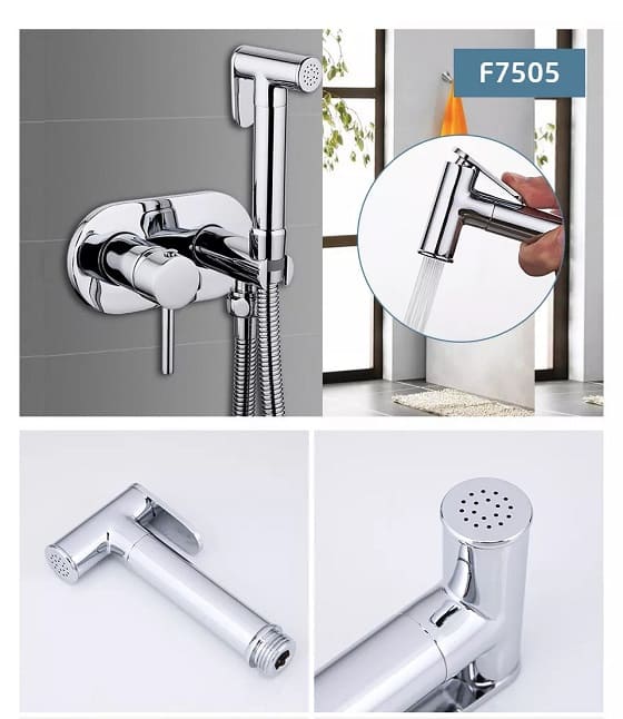 Vòi xịt vệ sinh nóng lạnh âm tường Miken F-7505W