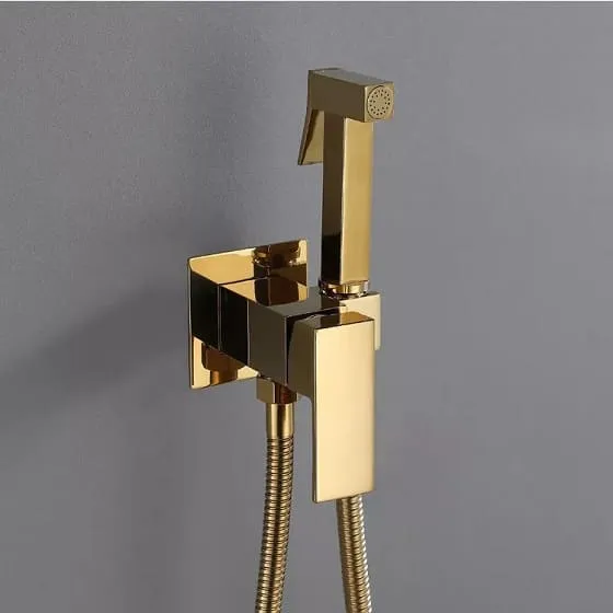 Vòi xịt vệ sinh nóng lạnh màu vàng hồng Miken F-7502G