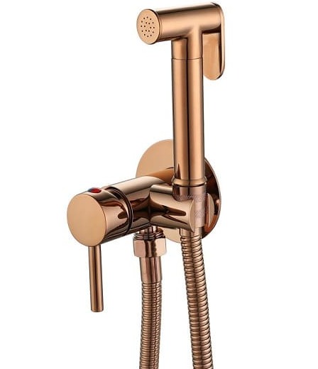 Vòi xịt vệ sinh nóng lạnh màu vàng hồng Miken F-7505RG