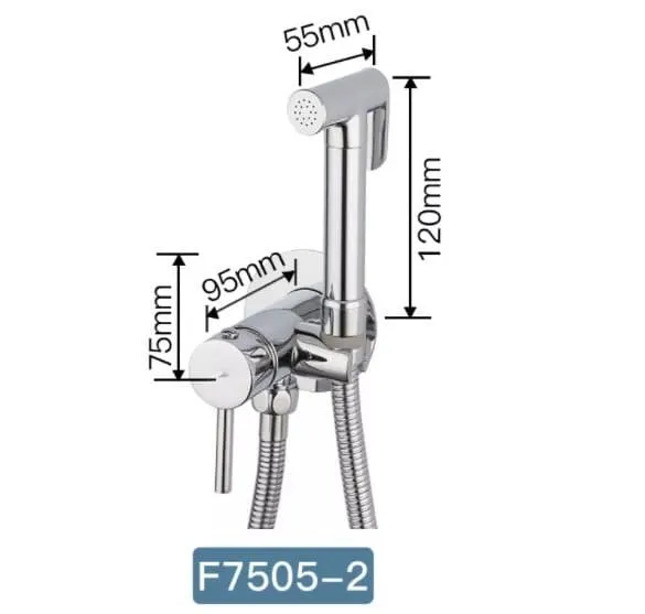 Bản vẽ kỹ thuật vòi xịt vệ sinh nóng lạnh âm tường Miken F-7505W-2