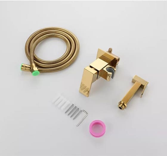 Vòi xịt vệ sinh nóng lạnh màu vàng hồng Miken F-7502G