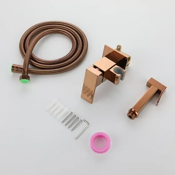 Vòi xịt vệ sinh nóng lạnh màu vàng hồng Miken F-7505RG