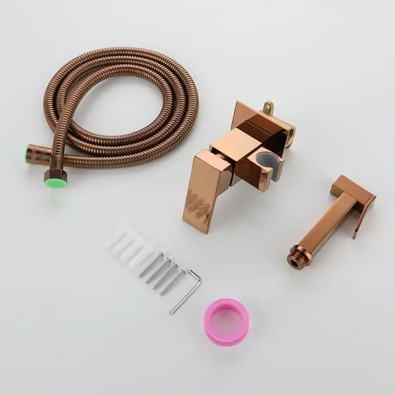 Vòi xịt vệ sinh nóng lạnh màu vàng hồng Miken F-7502RG