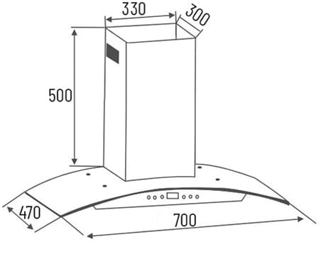 Bản vẽ kỹ thuật máy hút mùi kính cong Canzy CZ-KC3870B